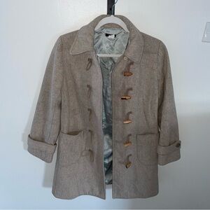 J. Crew Fall Winter wool blend tan duffle toggle parka jacket coat Sz XS